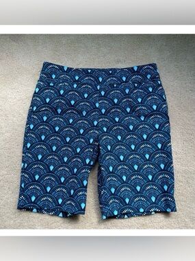 Kim Rogers Harbor Navy Fans Millennium Bermuda Shorts - Size 18 - EUC - Stretch